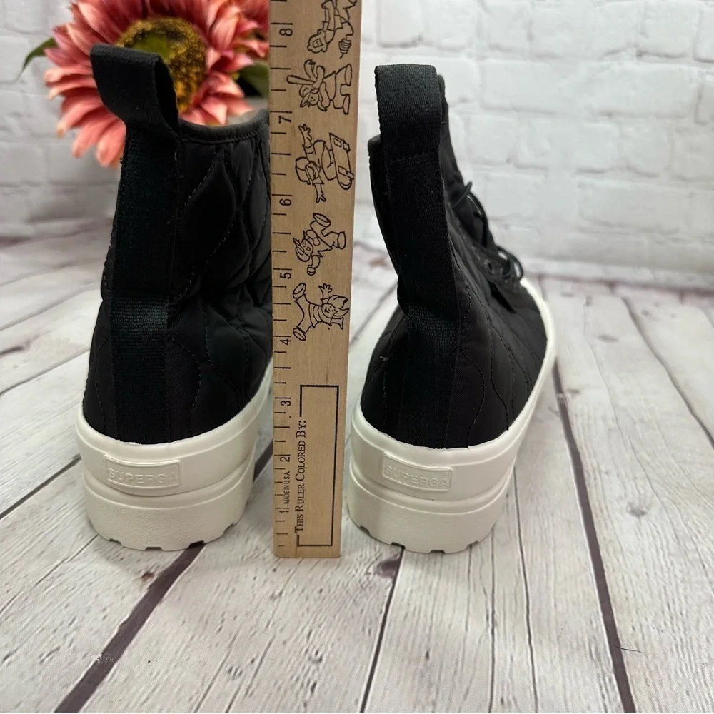 NWT superga black bristol- 2644 alpina quilted nylon platform high tops sz 9